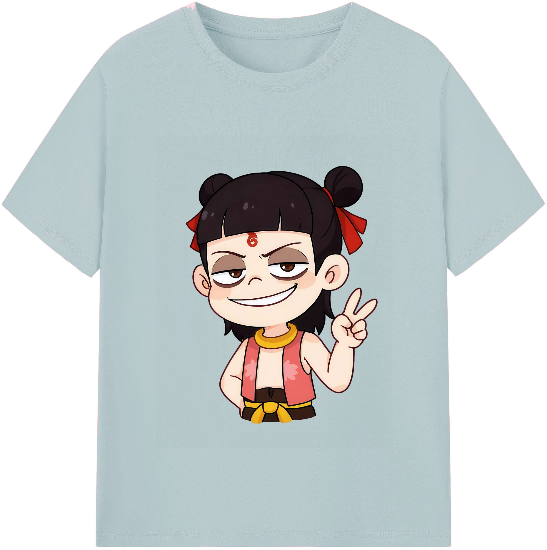 （画像用） Ne Zha 2 ナタ 魔童の大暴れ 綿100％半袖Tシャツ（フロントプリント）